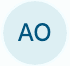 Light blue circular icon featuring the dark blue capital letters AO in the center.